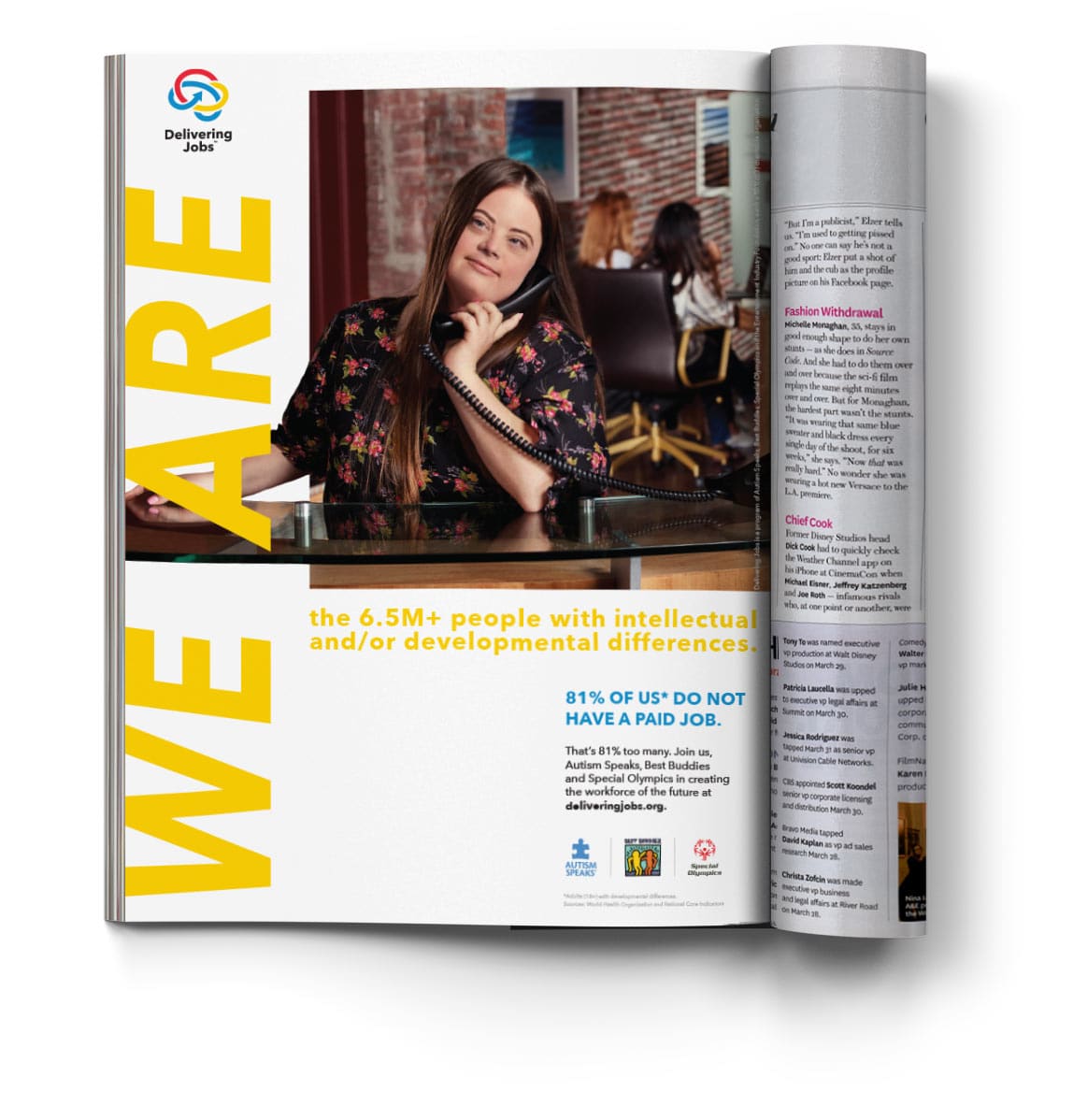 Caley Versvelt in a Delivering Jobs "We Are" magazine ad